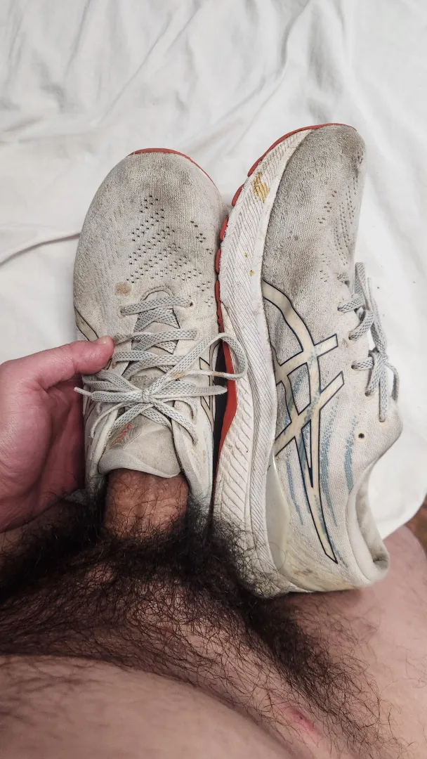 Bought these beat-up, dirty, stinky Asics from a hot, athletic Dad years ago. They still stink up the room when I remove them from the bag. 