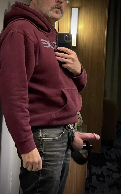 Dad 57 waiting in my hotel room. Doors open