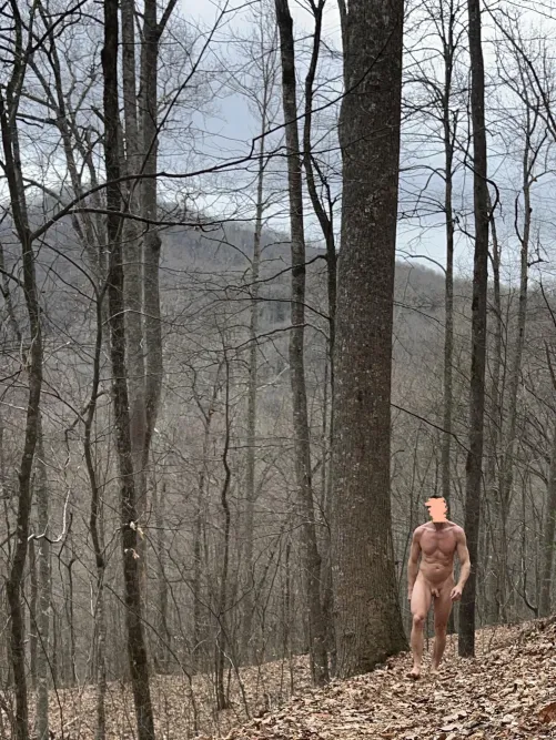 Naked. In the woods.