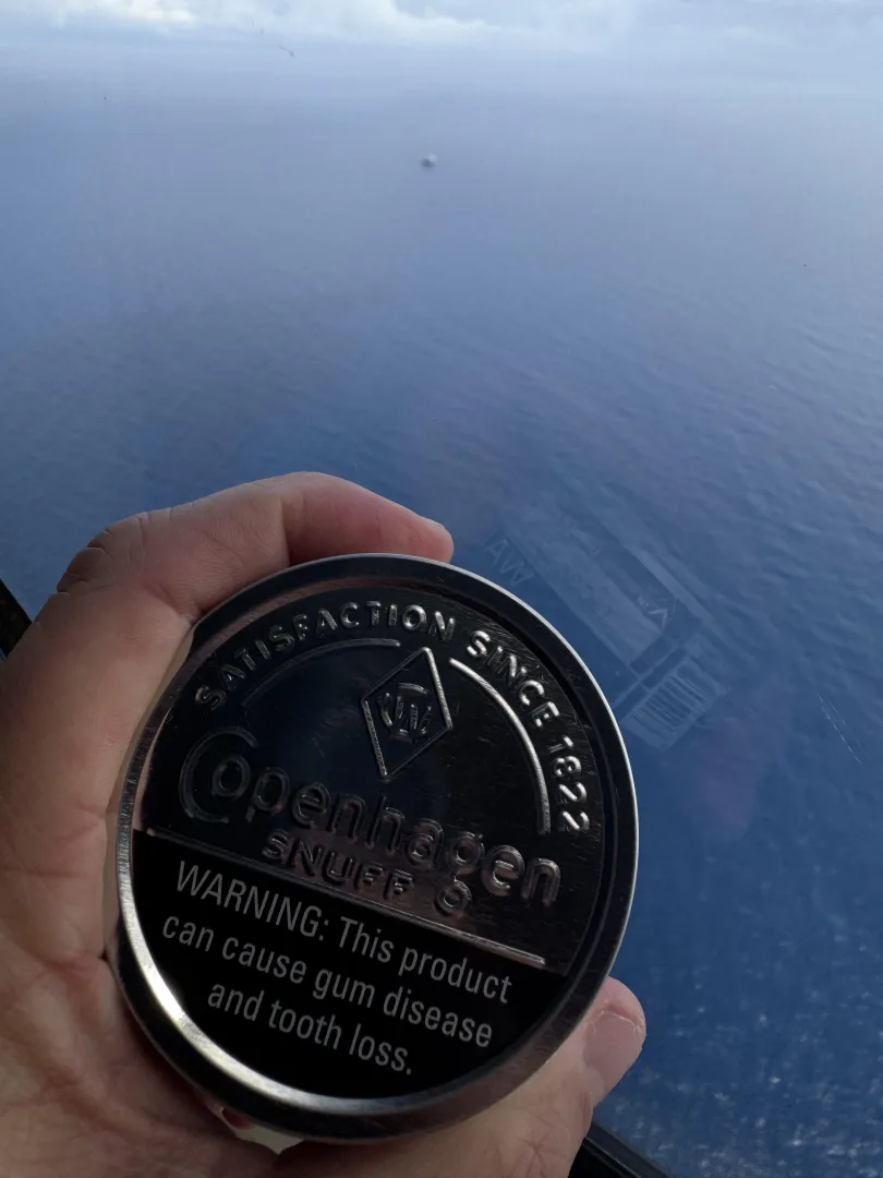 Nothing like some snuff on the flight home over the Gulf.