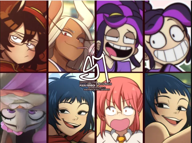 semidraws pixiv recent fanbox  characters femboy semi and mirko and judy hoops and kobayashi and lily love braids etc