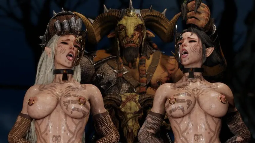 The sisters of twilight have finally met their match. The beastmen hordes have captured them, and a fate worse than death awaits. And yet, their elven cunts leak at the idea of their enslavement (soboro)
