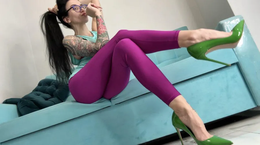 Yoga pants and high heels