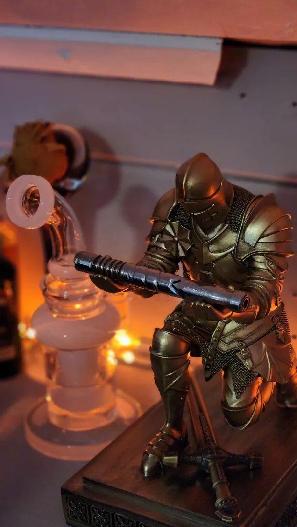 I lay down my sword, my lord, to carry your dubage