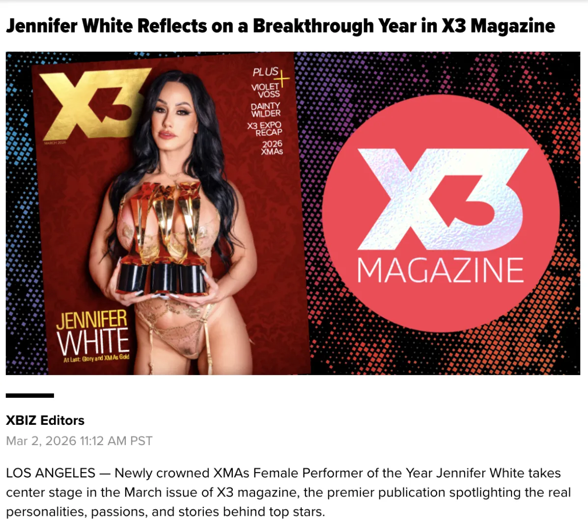 Jennifer White Reflects on a Breakthrough Year in X3 Magazine