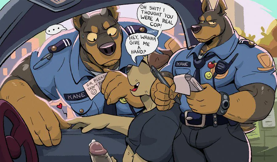 Oh officer, you've discovered me, won't you lend me a hand? (Artist:GH0STFOOD)