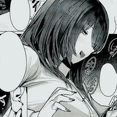 LF mono source: 1girl, eye covering bang, painted nails, no text, speech bubbles, mouth open, ear, black hair, short hair