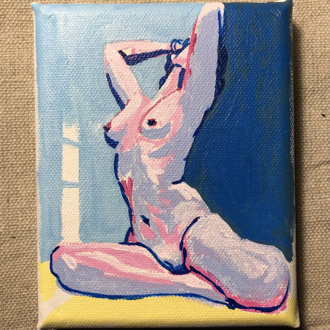 Take Two, acrylic on 4”x5” canvas, by me