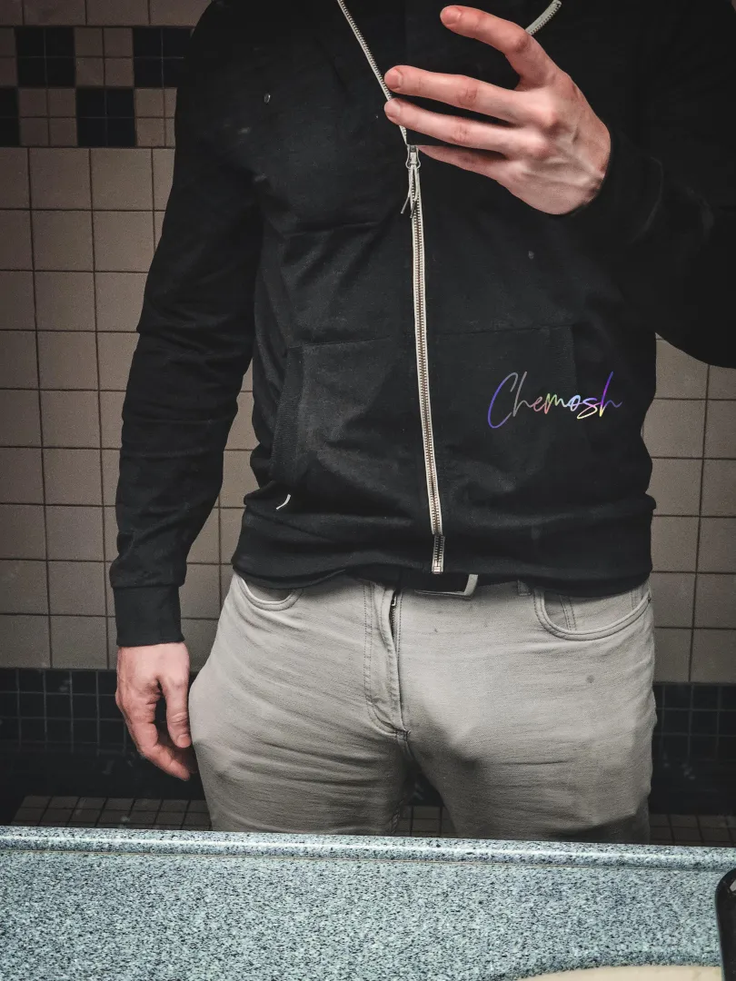 Just noticed this in the office bathroom mirror. A bit more visible than I realized.