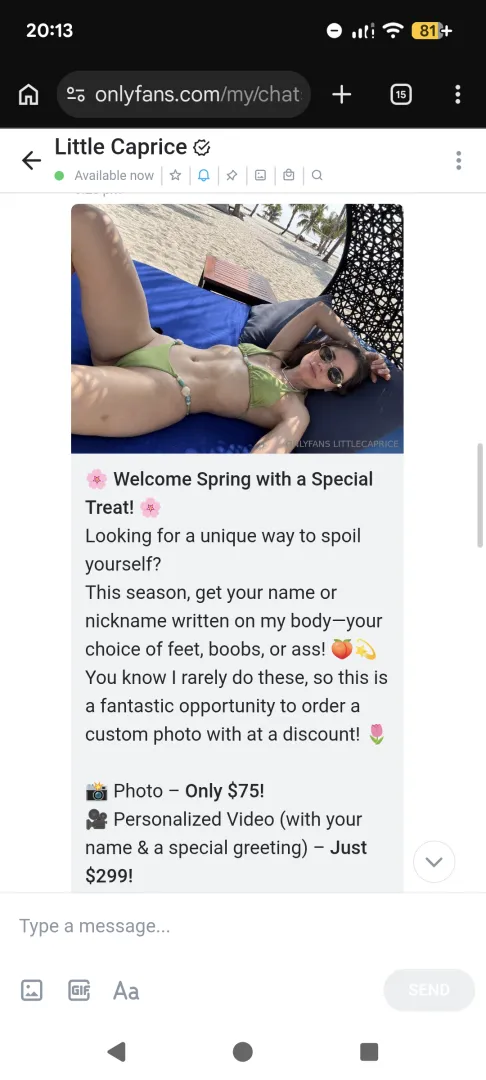 Just wondering has anyone got this offer ? Seems like the cheapest custom shot she has ever done x
