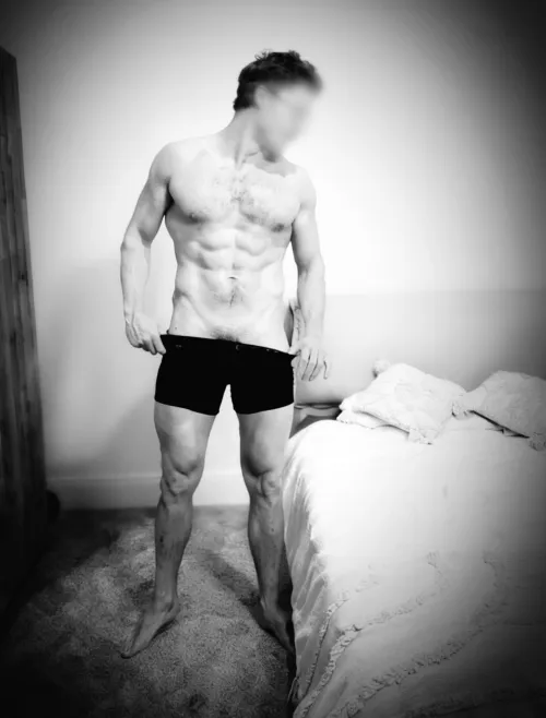 Longingly looking at bed