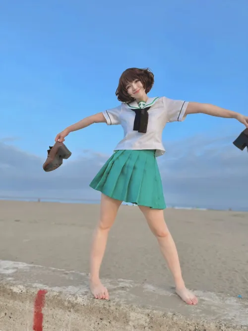 @pinkukitoumei Yukari Akiyama Girls und Panzer at the beach cosplay