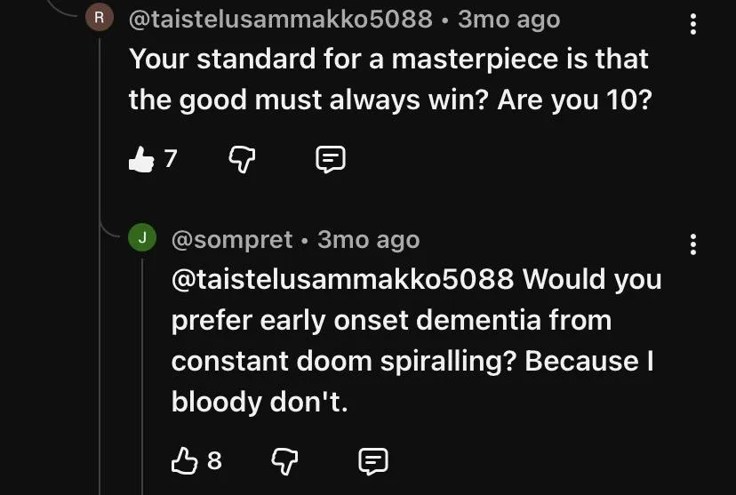 The British must be protected from the Big Sad in books otherwise they will develop early onset dementia and die.