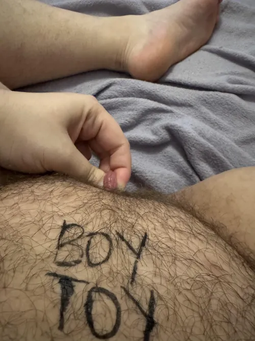 Last time I was forced to write ‘boy toy’ on my pathetic body and stretch my cock. Please bully me and abuse me more  I love it! 