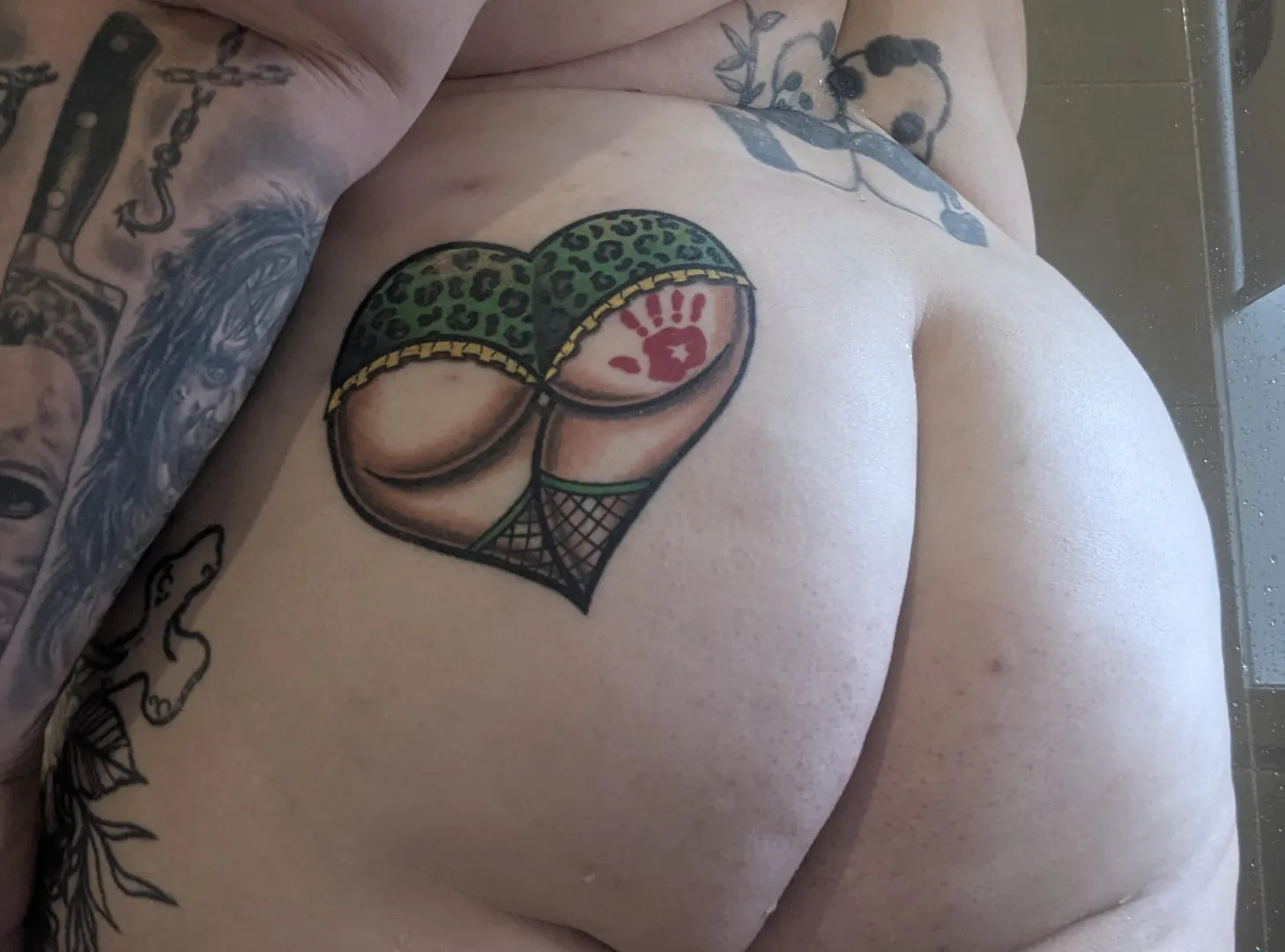 Clean shiny post shower butt