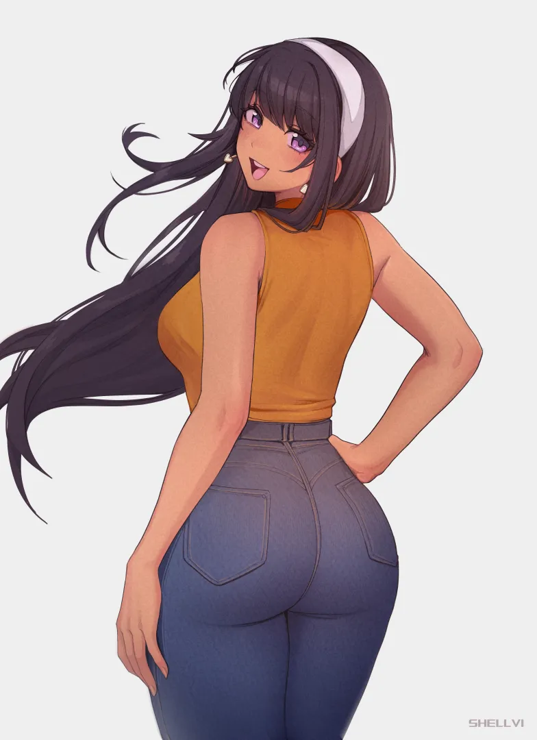 Kyanna seems really happy after noticing a certain someone behind her - Art by @ShellviArt