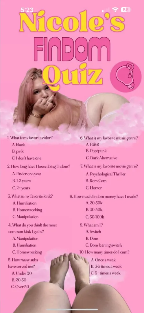 Do you think you’re worthy of playing with? DM your answers. You pay $5 per wrong answer. You get 1 pic per correct answer.