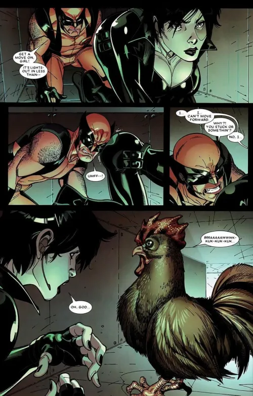 Domino's got Wolverine on her ass and a cock in her face [Deadpool #17 (2008)]