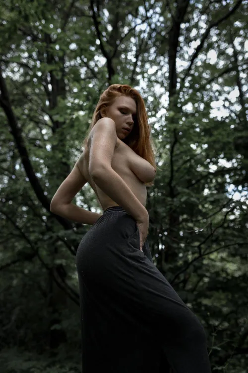 forest and nude body