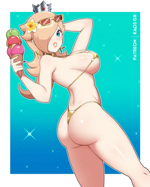Princess Rosalina in a tiny golden bikini [mario bros] (kaosart)