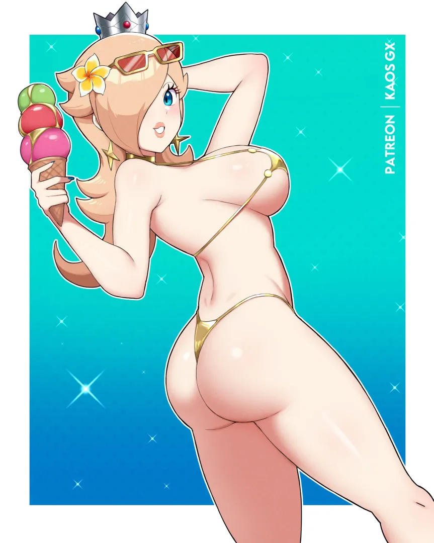 Princess Rosalina in a tiny golden bikini [mario bros] (kaosart)