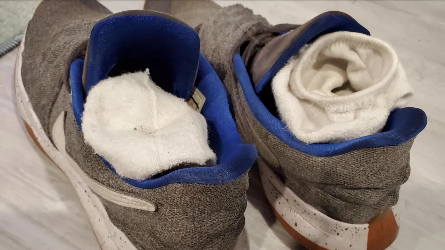 Post workout socks and sneakers, still warm from my feet.