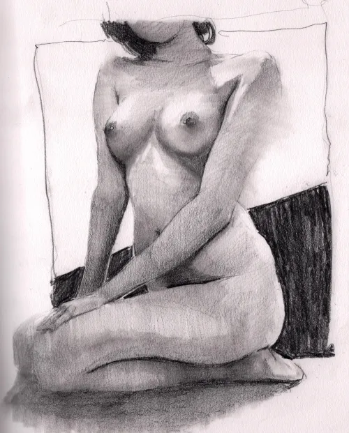 Seated Pose, graphite, by Me