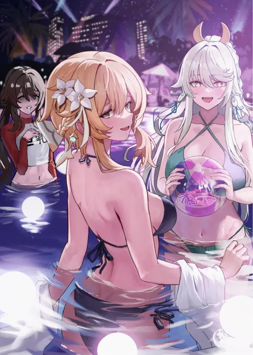 Swimsuit Lumine, Zibai & HuTao