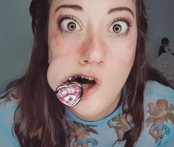 Cleaning my toy after playing with it. My eyes said it has good taste.