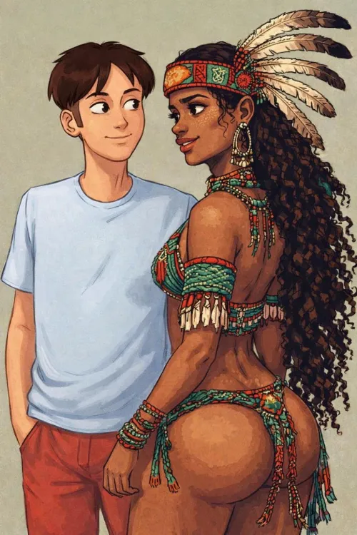Main Character with Iara, my Brazilian indigenous OC! 