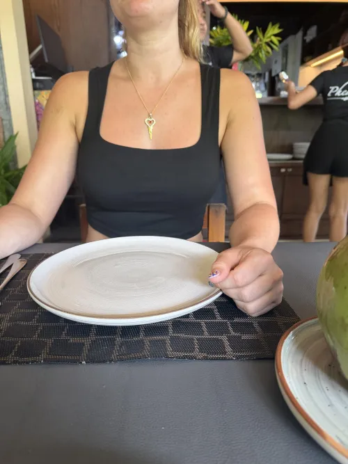 Out for a meal with hubby, always with my key.