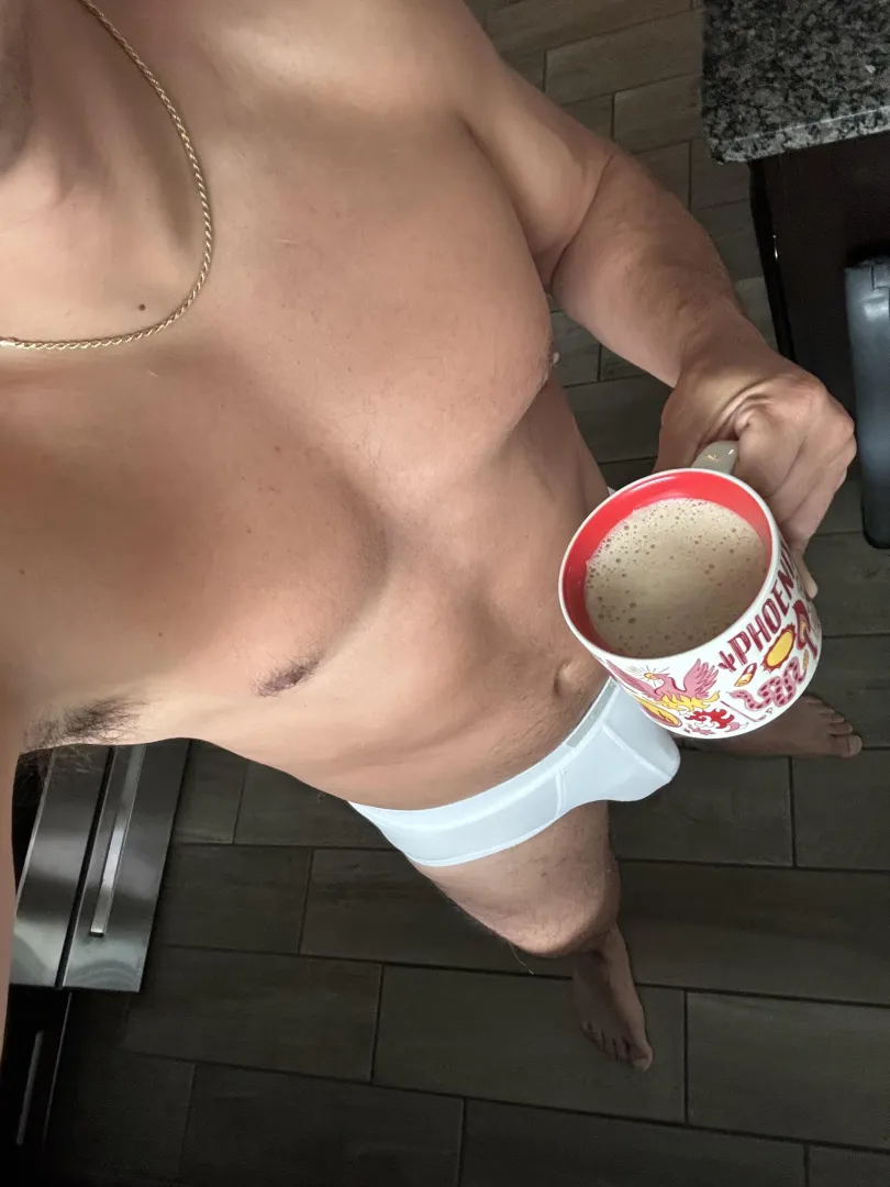 Dad walking around the house this morning. 