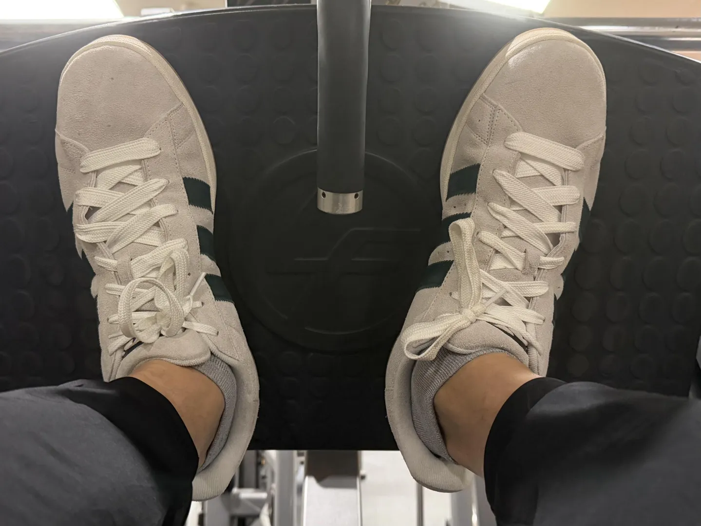 Feet are almost too big for leg press at the gym 