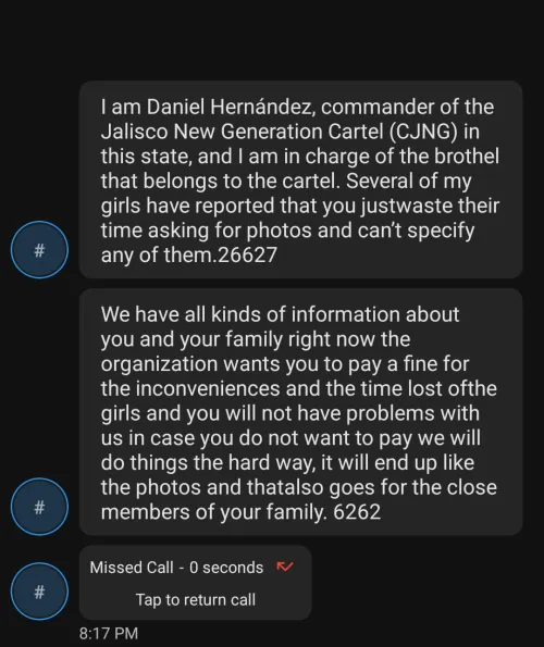 Finally got one of those fake cartel threats lol