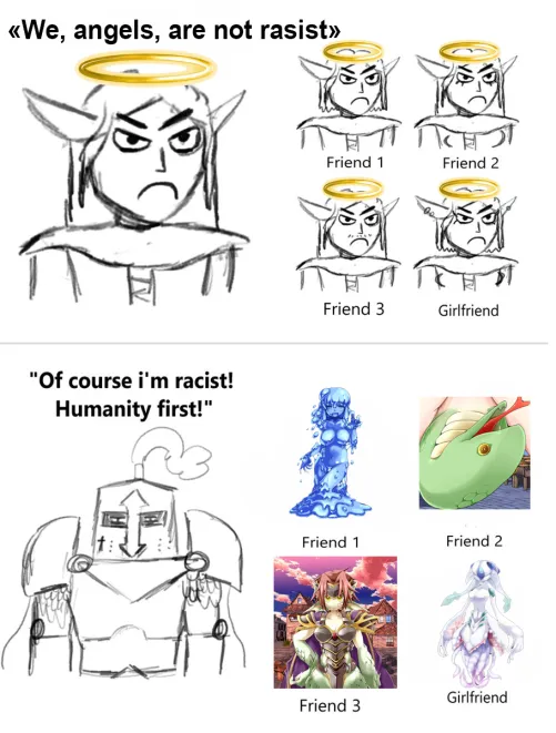 Humanity first (Relax, human supremacists, his girlfriend is 99% human)