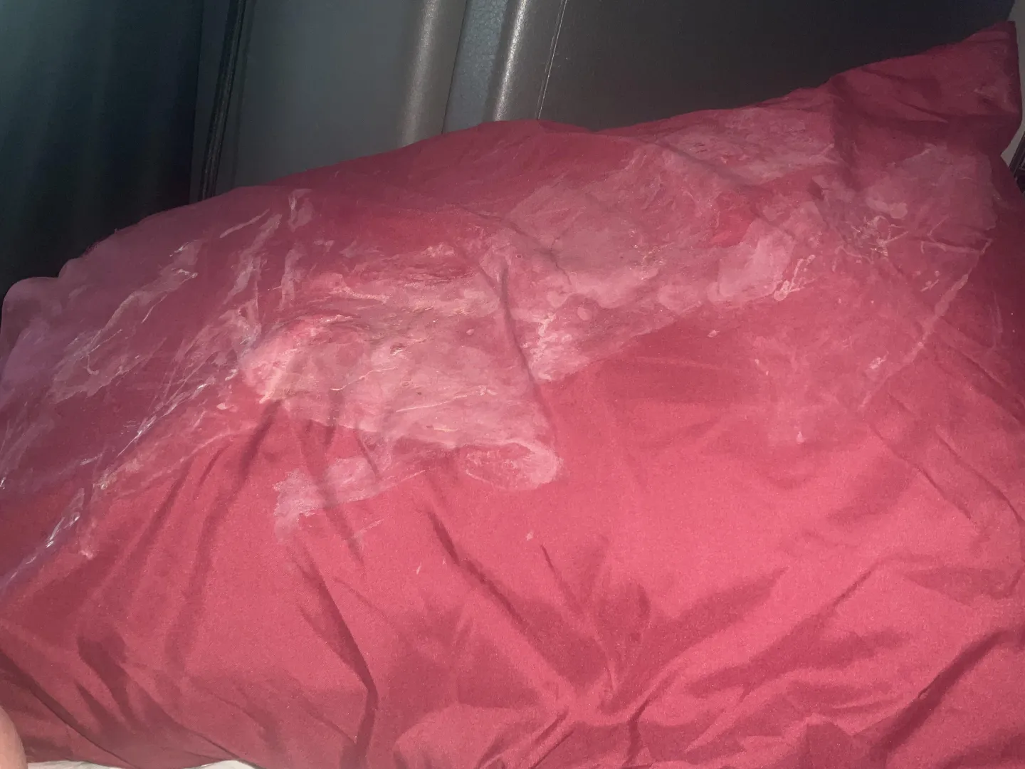 Husbands pillow in his semi truck