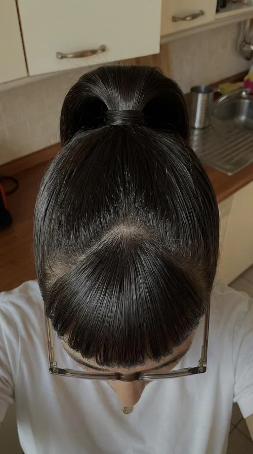 Straight keratin ponytail 