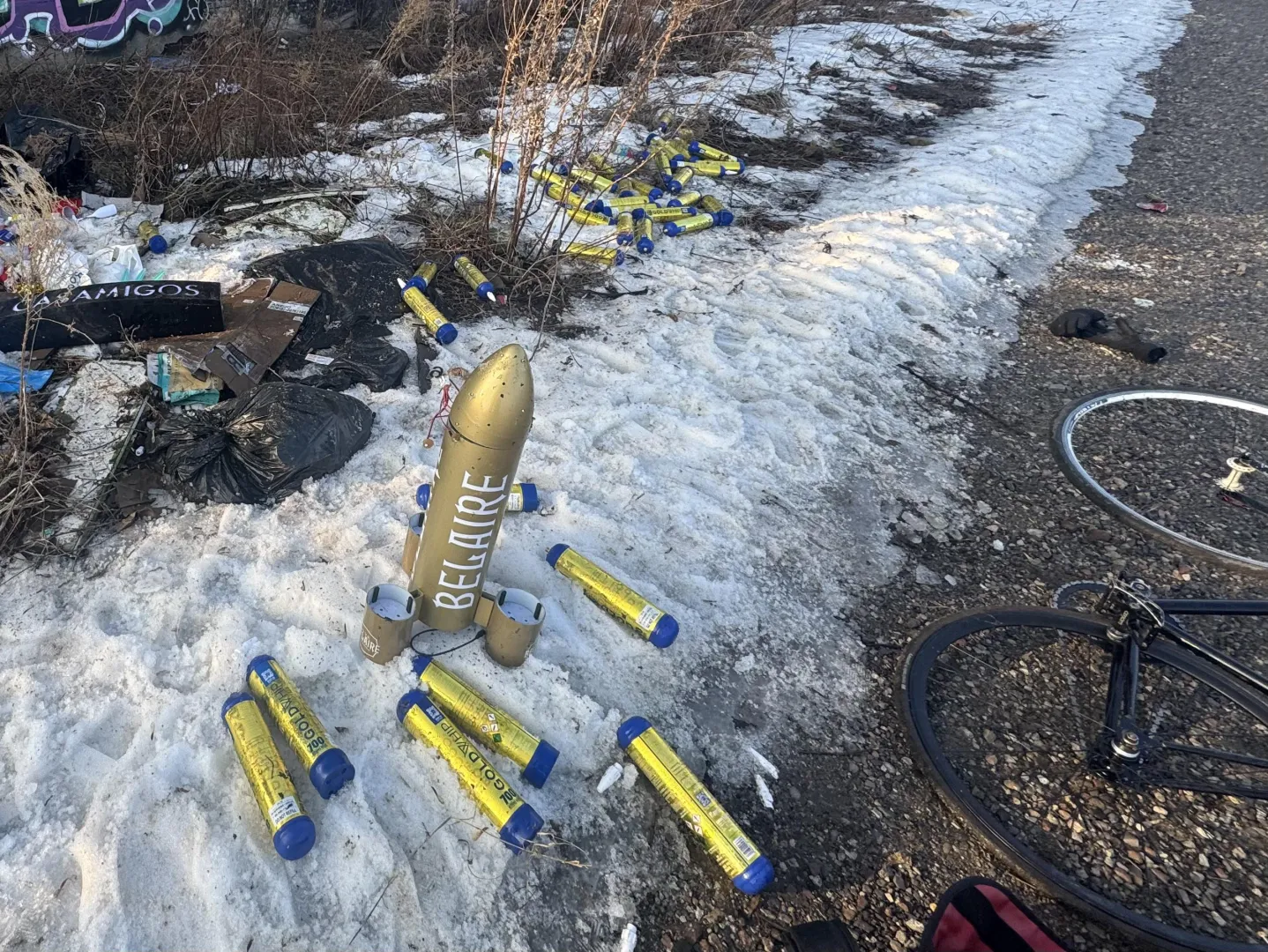 Walking the tracks home and came across about 50 gold whip tanks and about 16 of them have something in them