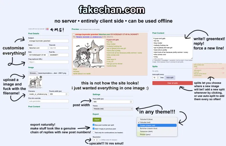 fakechan.com !! turn ur larps into a realistic series of 4chan posts!!