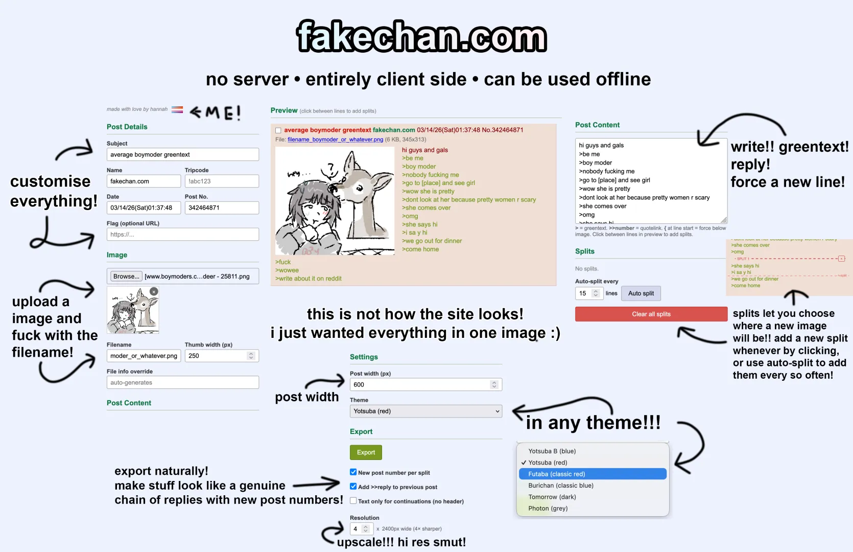 fakechan.com !! turn ur larps into a realistic series of 4chan posts!!