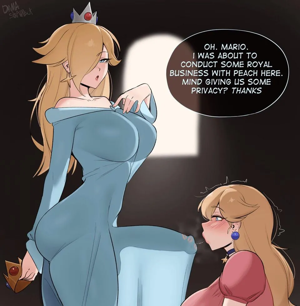 Peach sucking on Rosalina through her dress art (Dama Shipwreck)