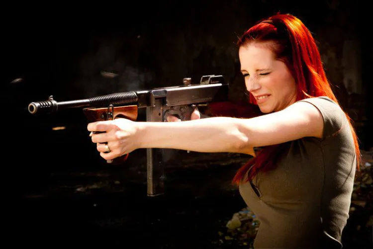 Ariel and the Thompson submachine gun...