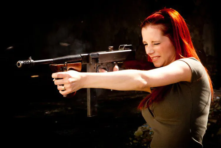 Ariel and the Thompson submachine gun...