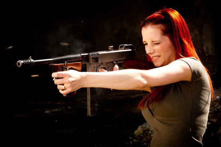 Ariel and the Thompson submachine gun...