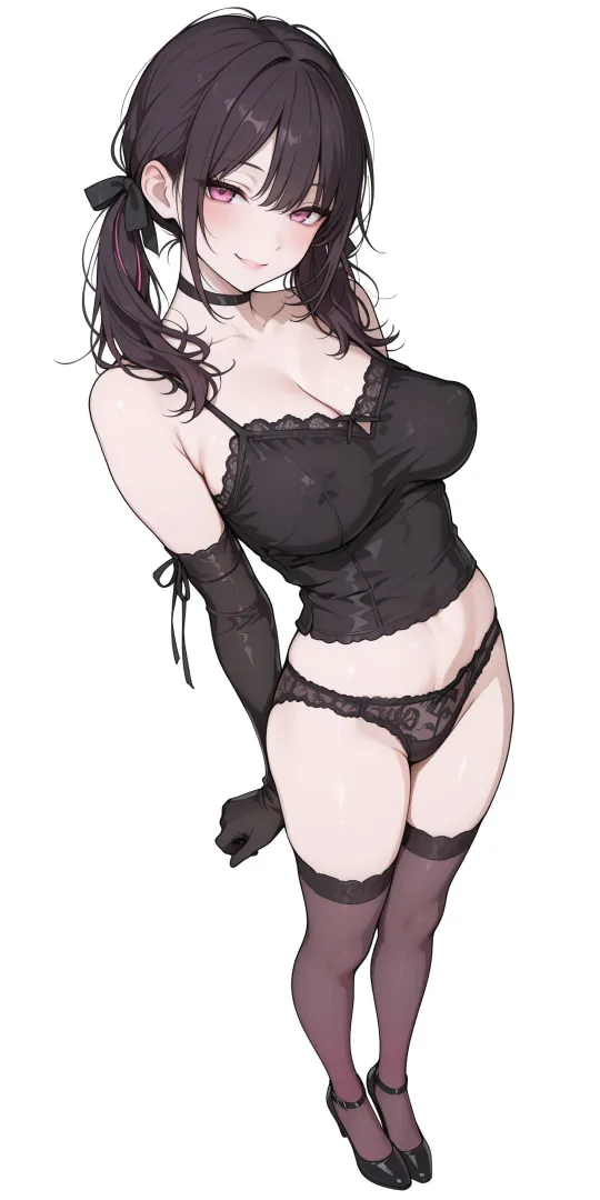 Black Lingerie, Gloves, & Thigh-Highs