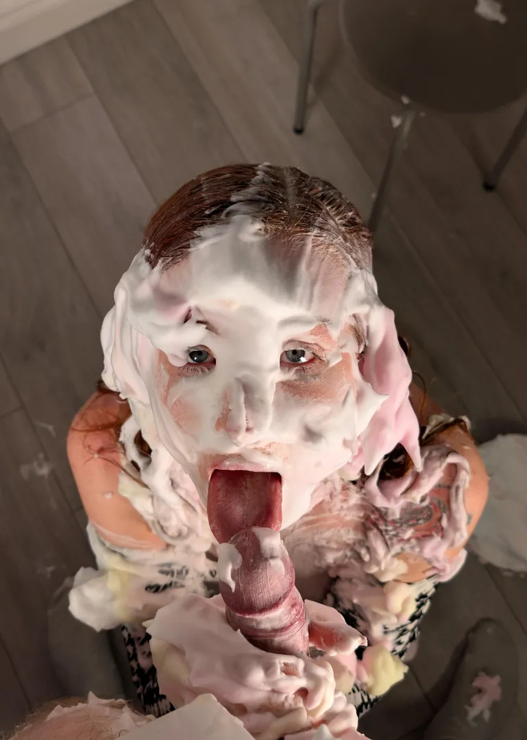 Face full of pie and mouth full of cock!
