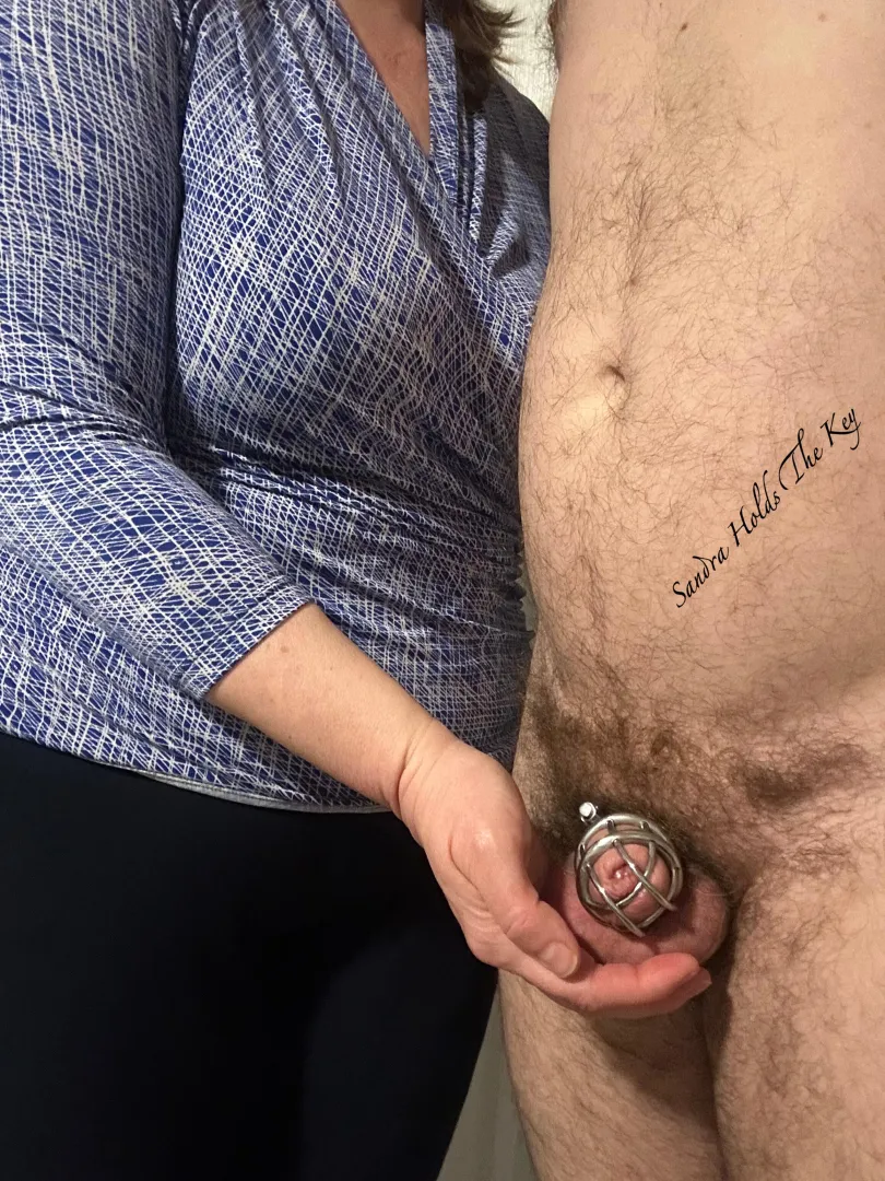 Good morning, Thursday. My husband gave me a strong orgasm. If he behaves, I might milk him soft and caged and feed him his snack soon. #SandraHoldstheBalls