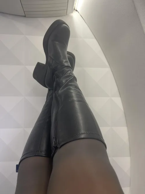 legs up with boots & pantyhose