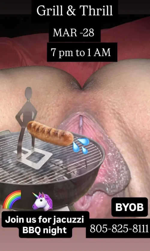 Saturday 28 BBQ Jacuzzi couples and unicorns