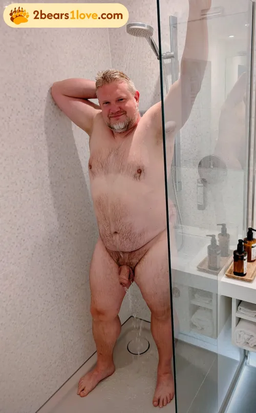 [44] The hotel shower is hot, but Daddy is just waiting for you. Care to help me lather up?